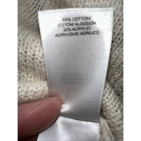 Lucky Brand Sweater Womens Small Cream Knit Hoodie Pullover Casual Pocket - Picture 9 of 11